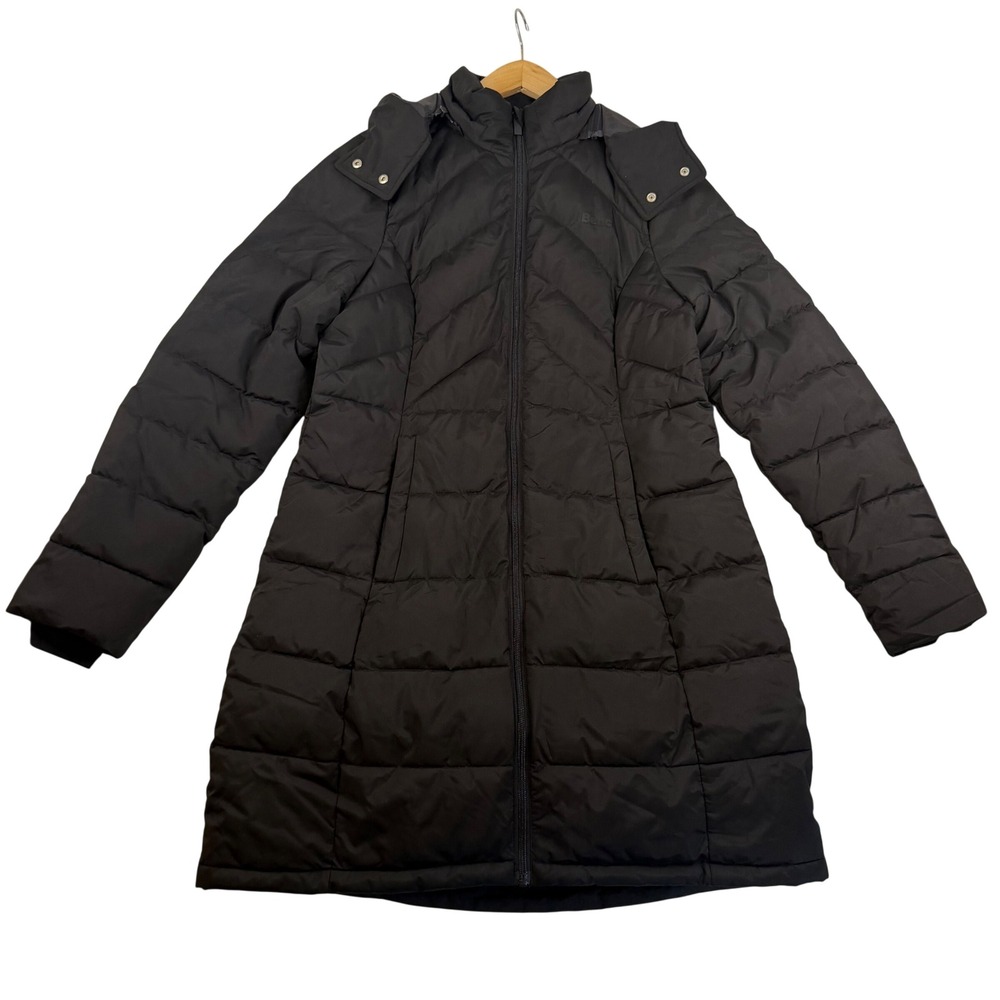 Bench Urbanwear Womens Black Long Puffer Jacket Hooded Water Repellent Small